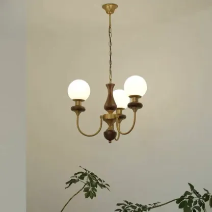 Modern Vintage Globe Chandelier with Glass Lampshade Image - 4