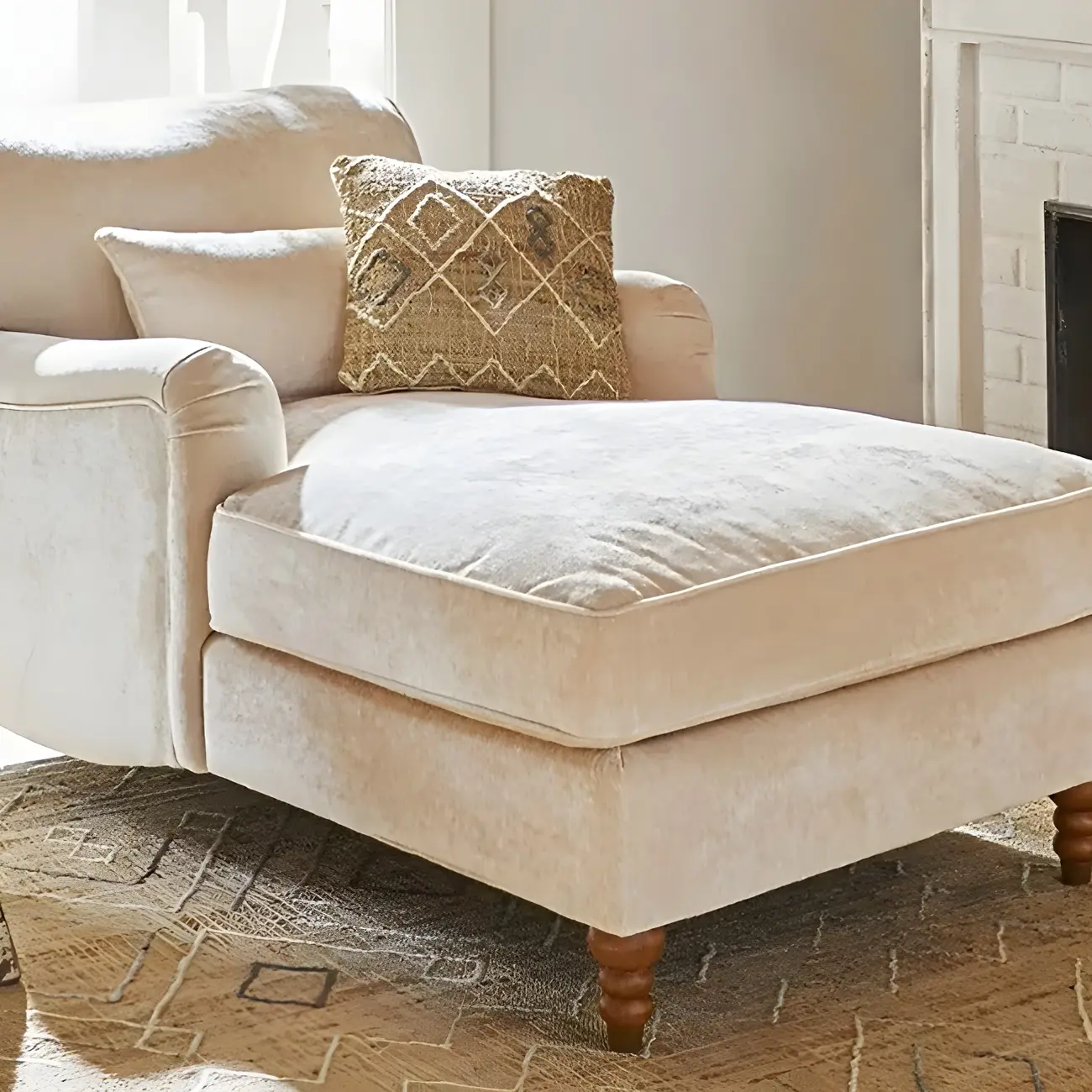 Modern Wooden Chaise Lounge with Dual-Sided Arm for Indoor Living Room Image - 8 | homeyfad