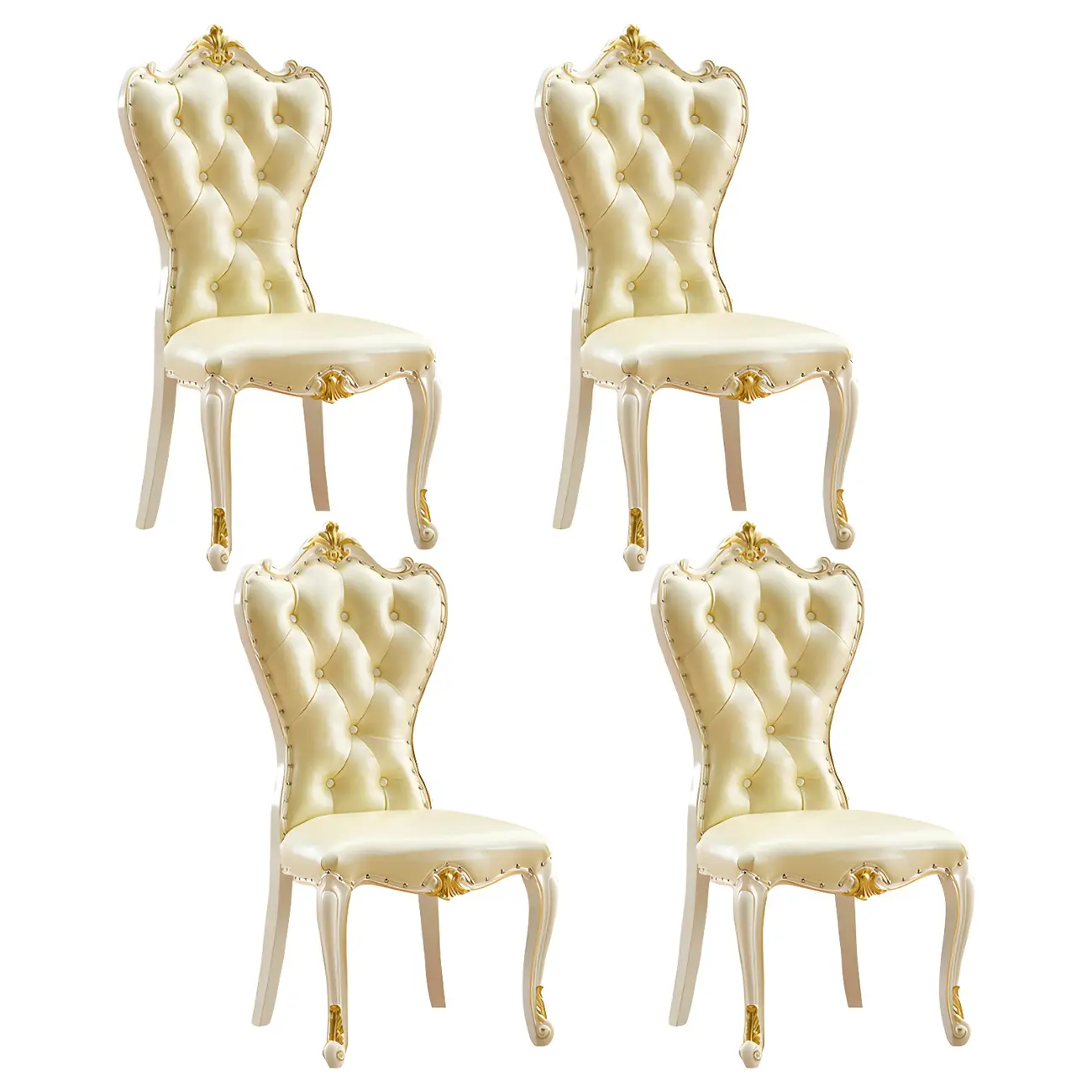 Victorian Leather High Back Dining Chair Set of 2 Image - 16 | homeyfad