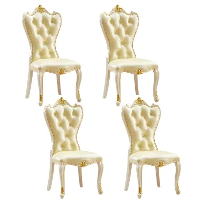 Victorian Leather High Back Dining Chair Set of 2 Image - 16