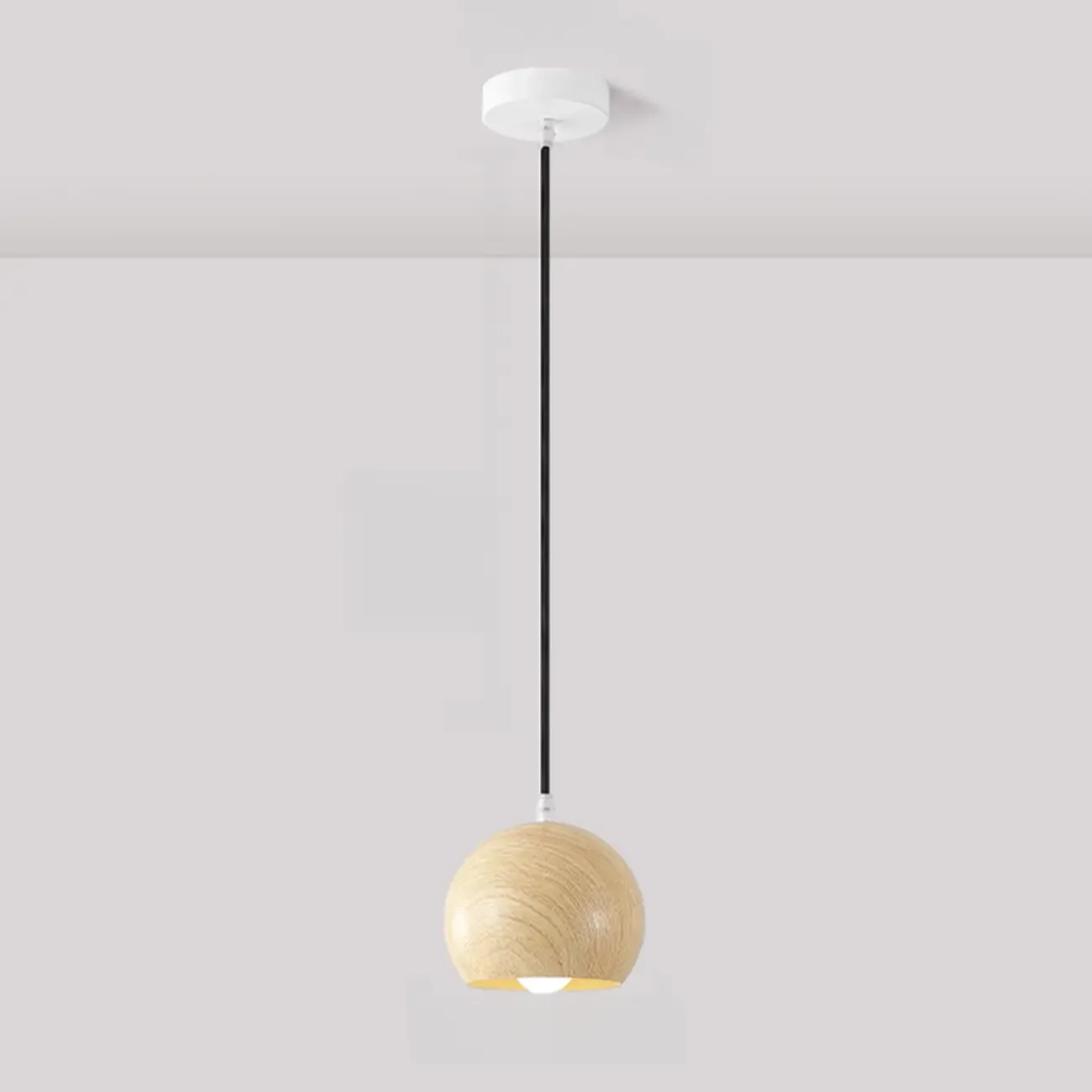 Minimalist Mini Wood Globe Pendant Light for Bedside Image - 3