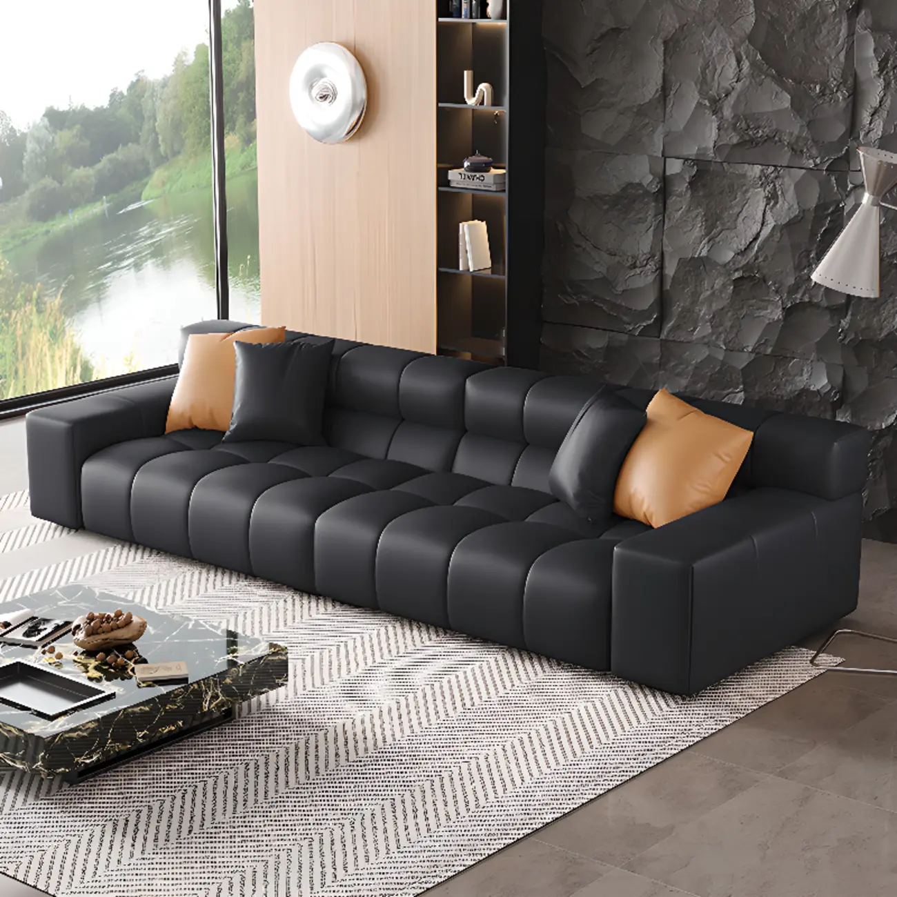 Minimalist Leather Loveseat Sofa Couch Sleeper Sofa for Living Room Image - 2 | homeyfad