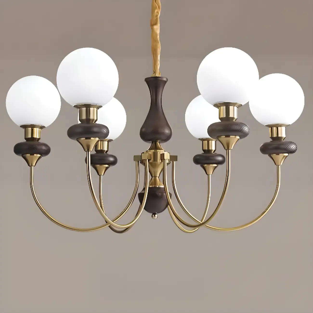 Modern Vintage Globe Chandelier with Glass Lampshade Image - 6