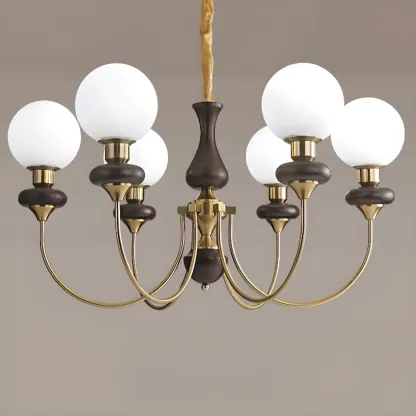 Modern Vintage Globe Chandelier with Glass Lampshade Image - 6