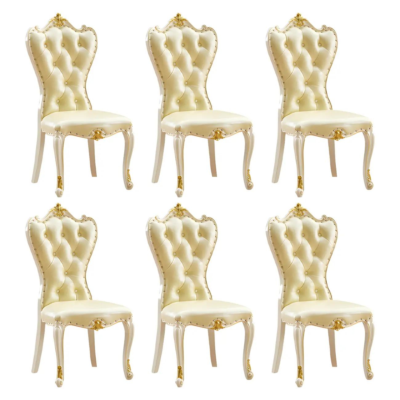 Victorian Leather High Back Dining Chair Set of 2 Image - 18 | homeyfad