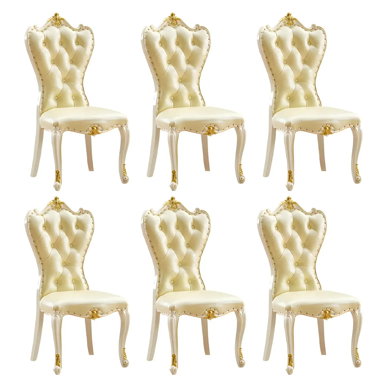 Victorian Leather High Back Dining Chair Set of 2 Image - 18