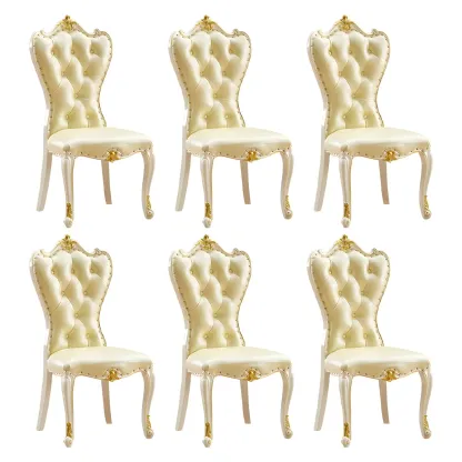 Victorian Leather High Back Dining Chair Set of 2 Image - 18