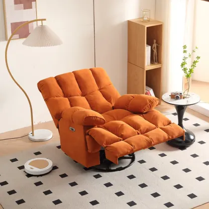Super Soft Chenille Manual Swivel Rocker Recliner Chair Image - 1