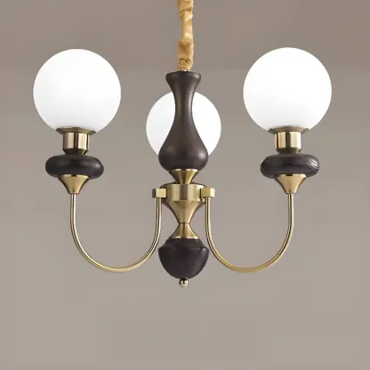 Modern Vintage Globe Chandelier with Glass Lampshade Image - 7