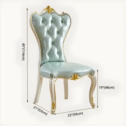 Victorian Leather High Back Dining Chair Set of 2 Image - 19
