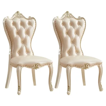 Victorian Leather High Back Dining Chair Set of 2 Image - 20