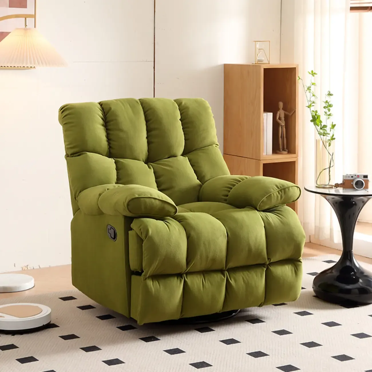 Super Soft Chenille Manual Swivel Rocker Recliner Chair Image - 4