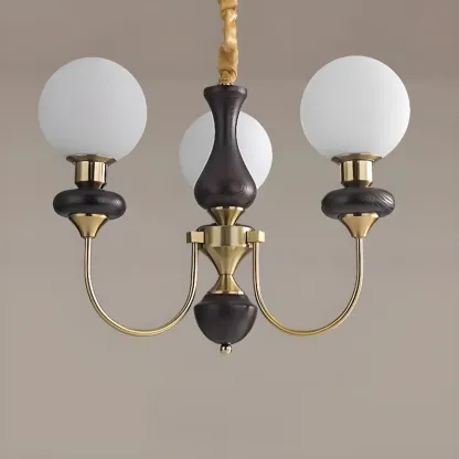 Modern Vintage Globe Chandelier with Glass Lampshade Image - 9