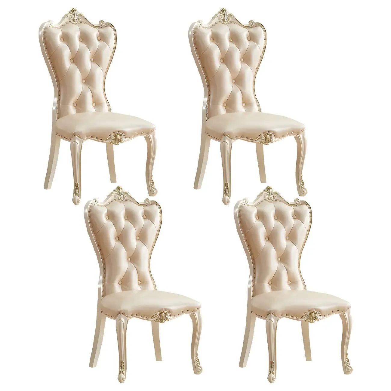 Victorian Leather High Back Dining Chair Set of 2 Image - 21