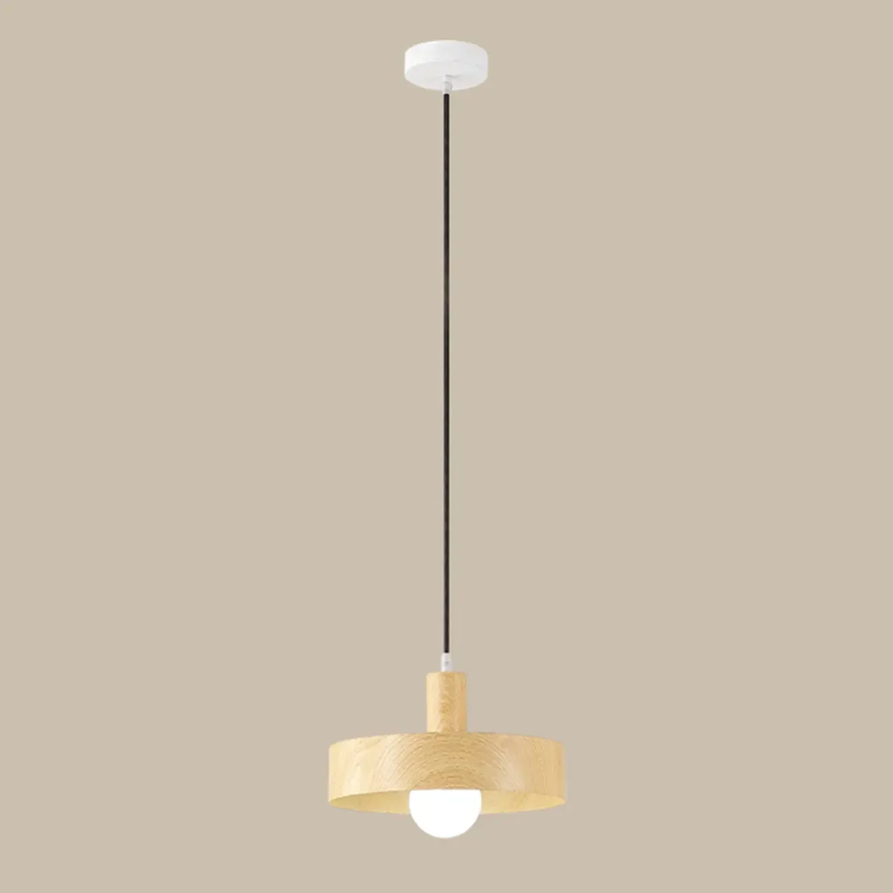 Minimalist Mini Wood Globe Pendant Light for Bedside Image - 9