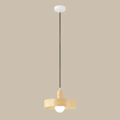 Minimalist Mini Wood Globe Pendant Light for Bedside Image - 9