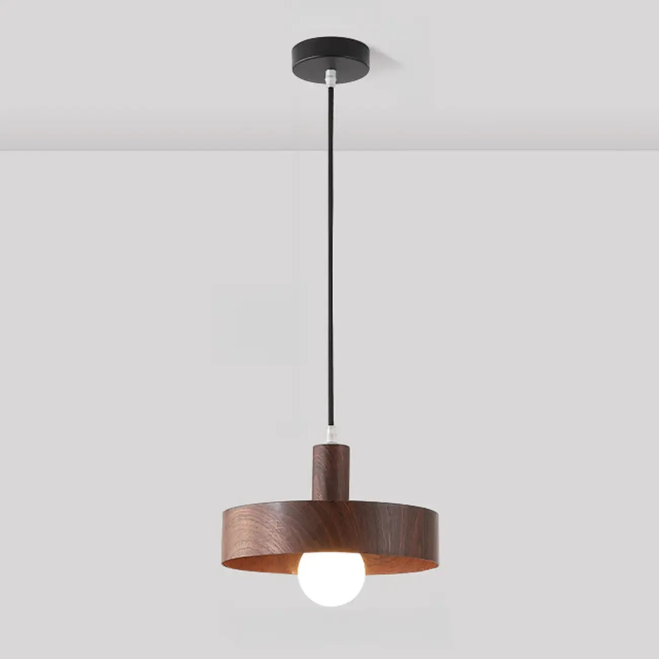 Minimalist Mini Wood Globe Pendant Light for Bedside Image - 10