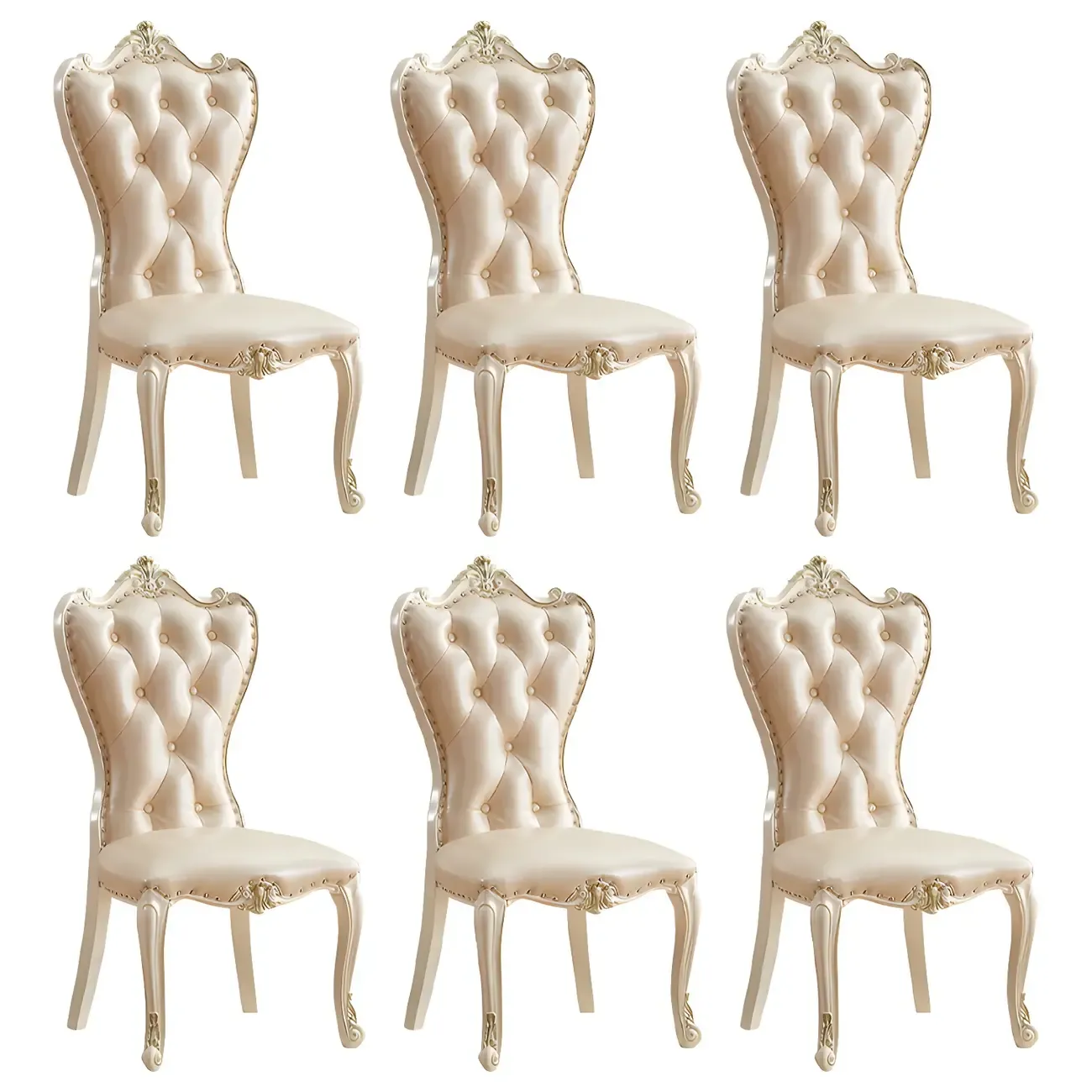 Victorian Leather High Back Dining Chair Set of 2 Image - 22