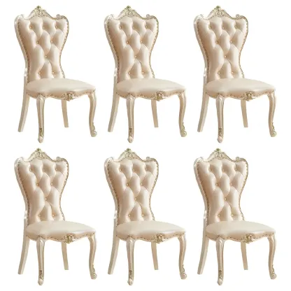 Victorian Leather High Back Dining Chair Set of 2 Image - 22