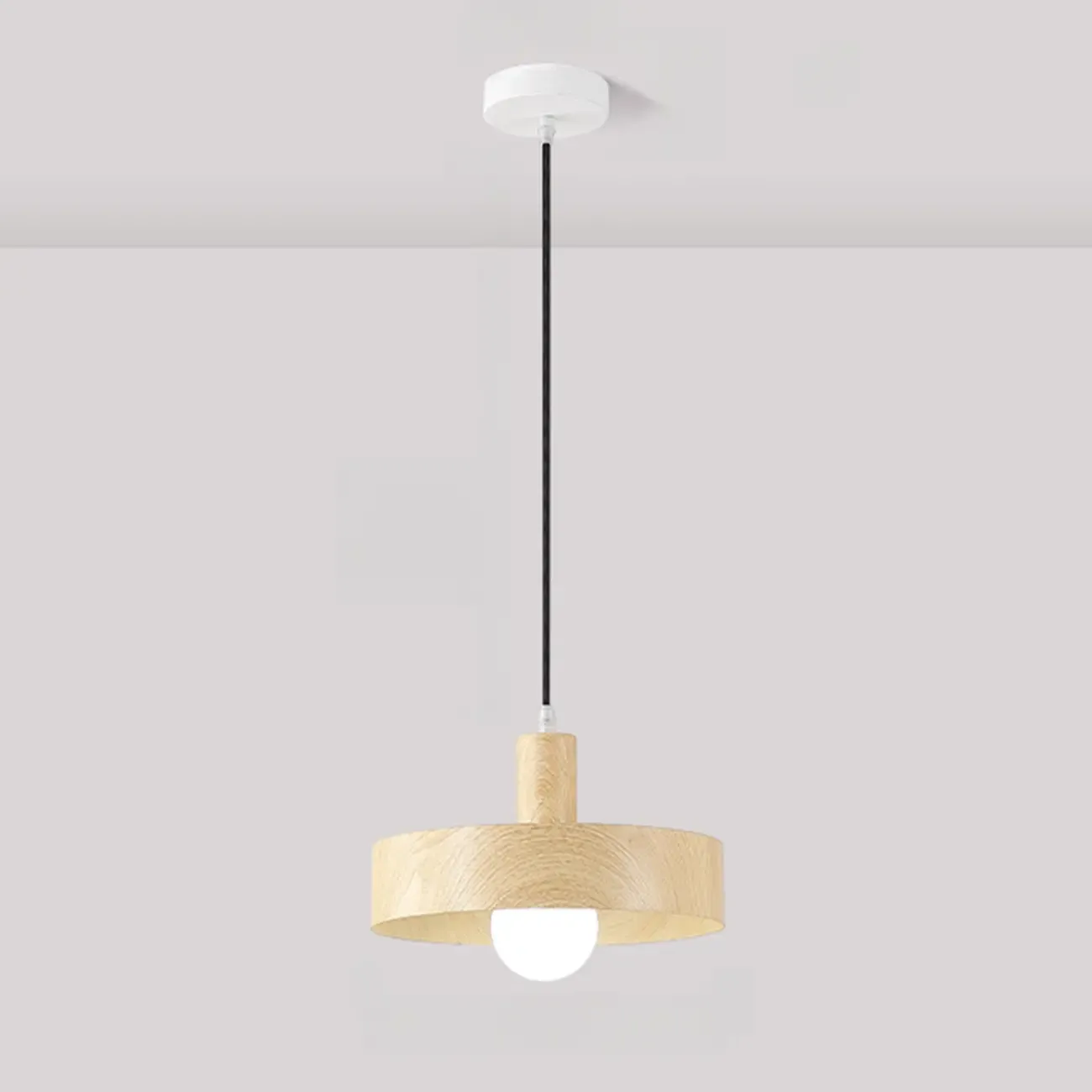 Minimalist Mini Wood Globe Pendant Light for Bedside Image - 11
