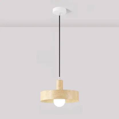 Minimalist Mini Wood Globe Pendant Light for Bedside Image - 11