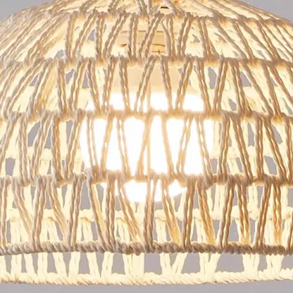 Modern Rattan Floor Lamp with Metal Base for Living Room Image - 7