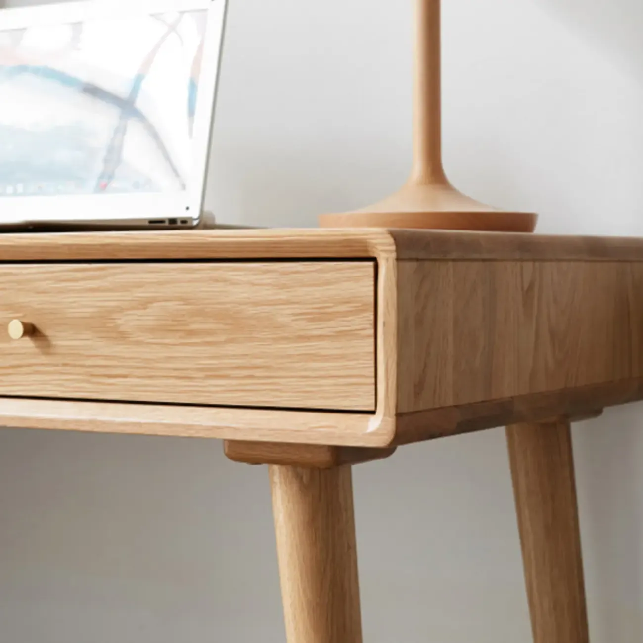 Modern Wooden Writing Desk with Drawers & Shelves in Walnut Image - 14