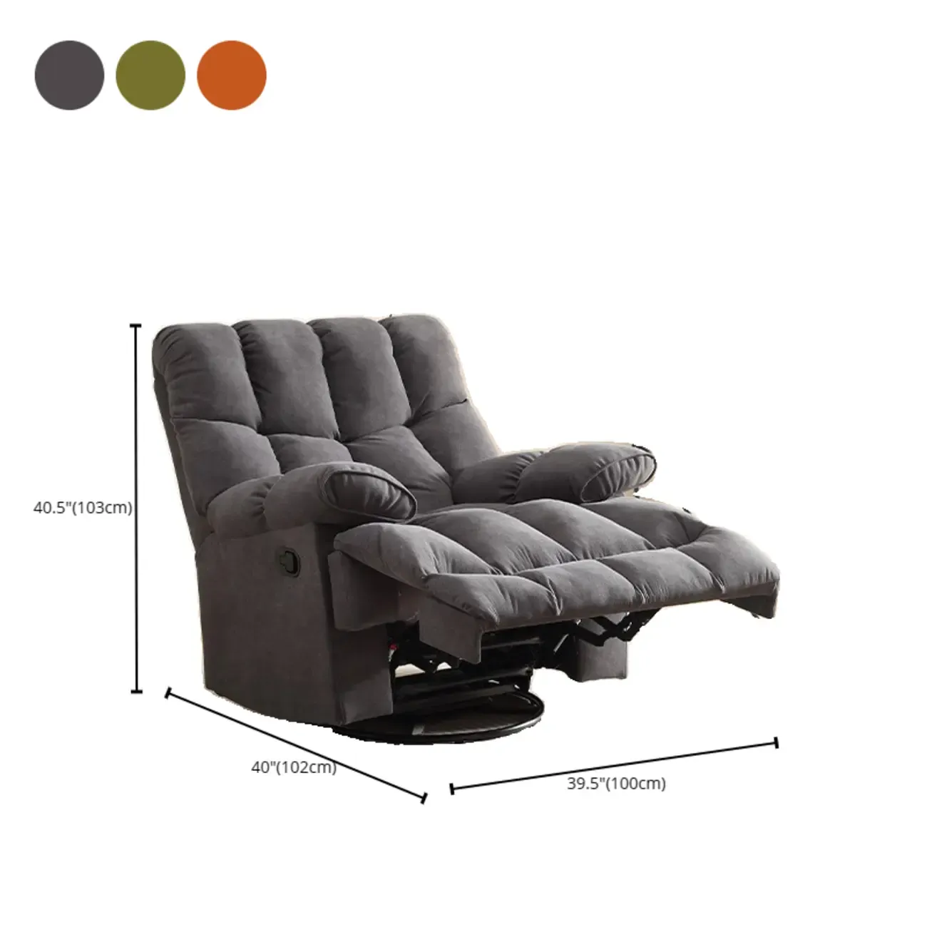 Super Soft Chenille Manual Swivel Rocker Recliner Chair #size