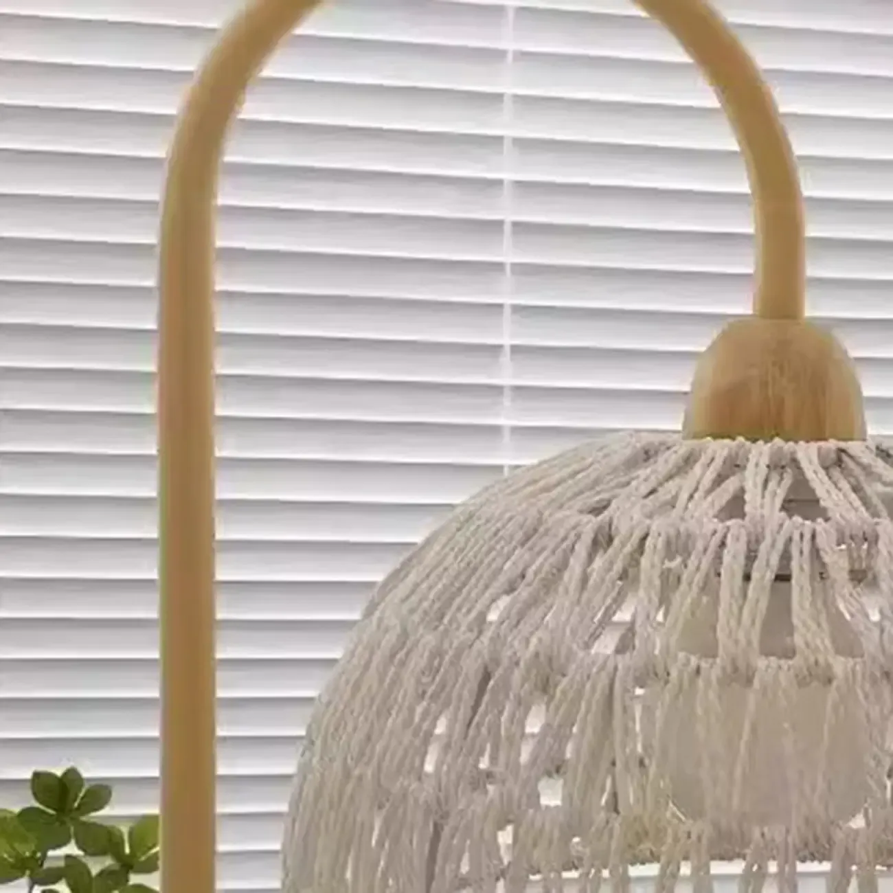 Modern Rattan Floor Lamp with Metal Base for Living Room Image - 8