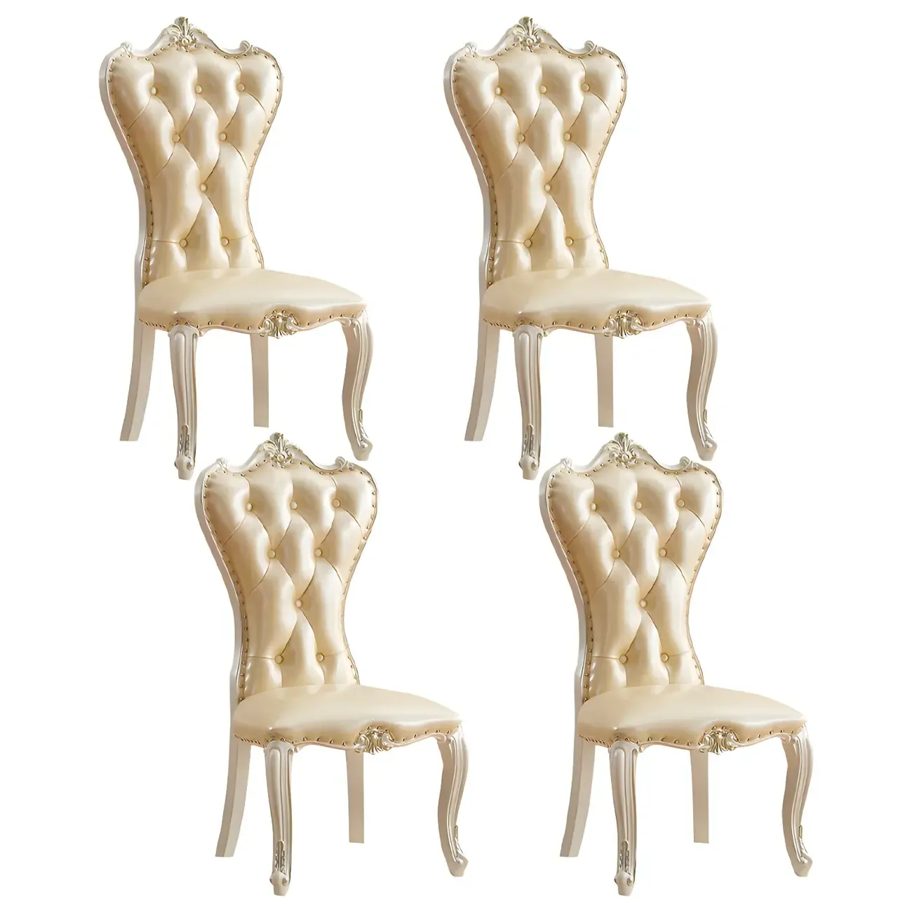 Victorian Leather High Back Dining Chair Set of 2 Image - 24