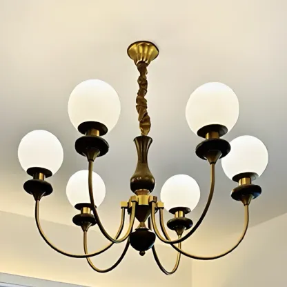 Modern Vintage Globe Chandelier with Glass Lampshade Image - 11