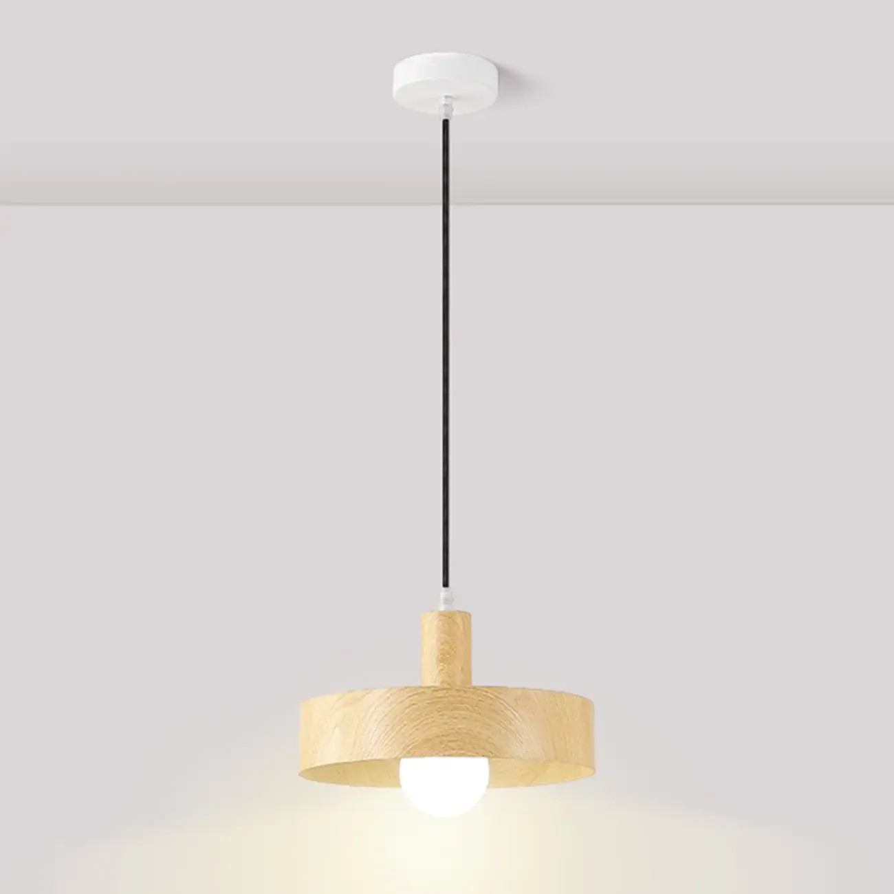 Minimalist Mini Wood Globe Pendant Light for Bedside Image - 13