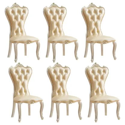 Victorian Leather High Back Dining Chair Set of 2 Image - 25