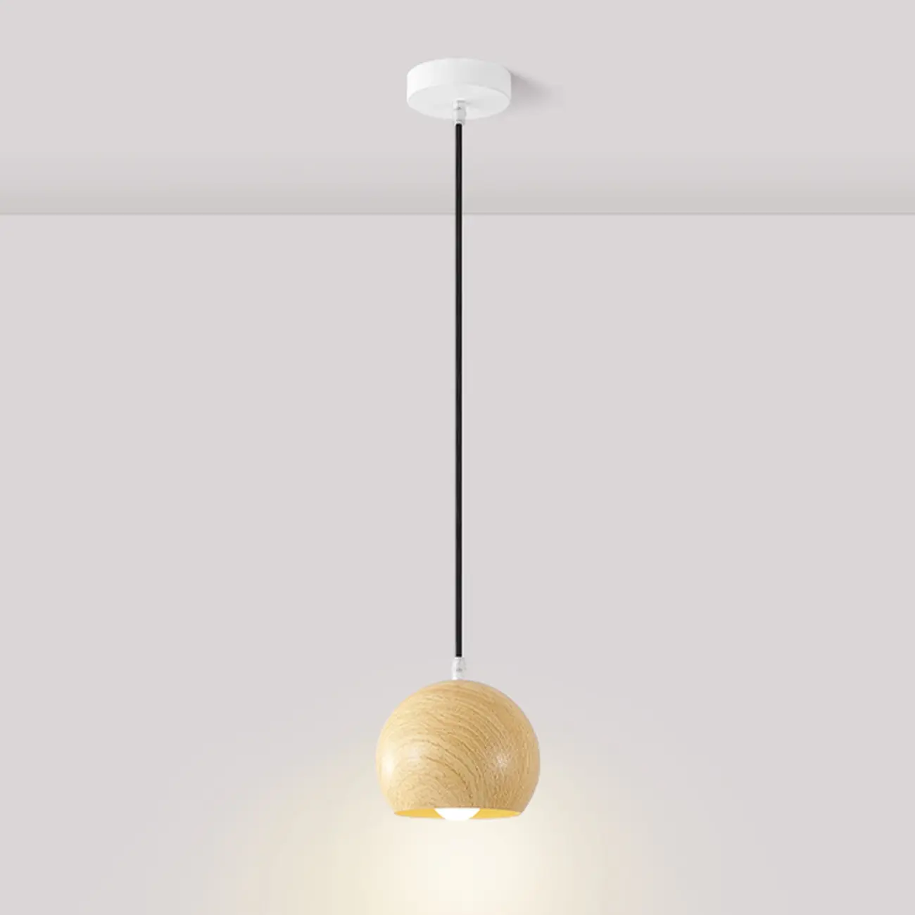 Minimalist Mini Wood Globe Pendant Light for Bedside Image - 15 | homeyfad