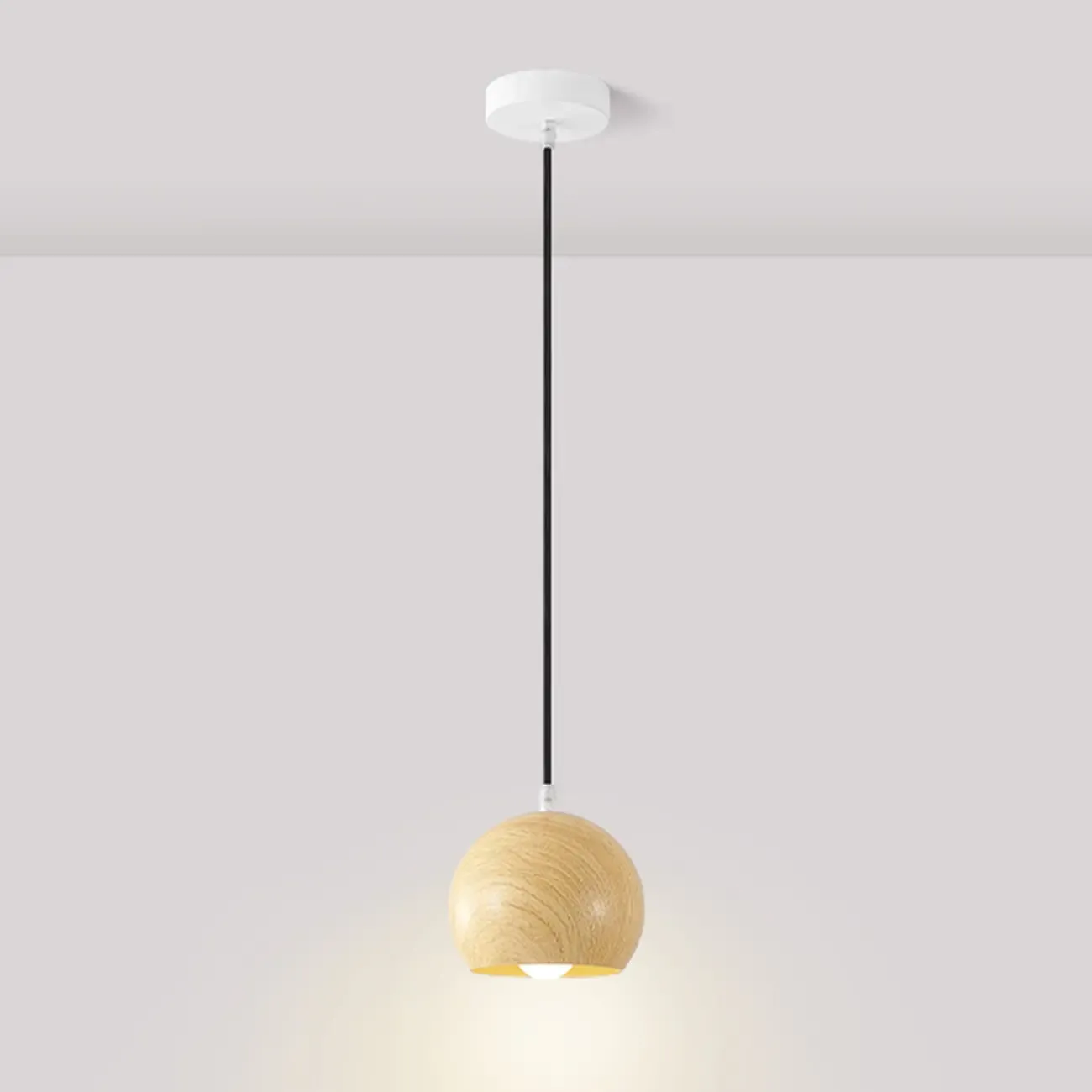 Minimalist Mini Wood Globe Pendant Light for Bedside Image - 15