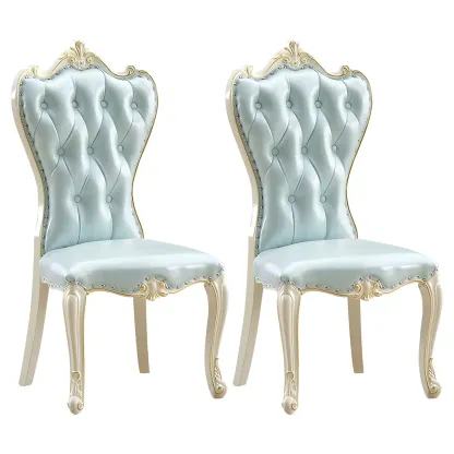 Victorian Leather High Back Dining Chair Set of 2 Image - 26