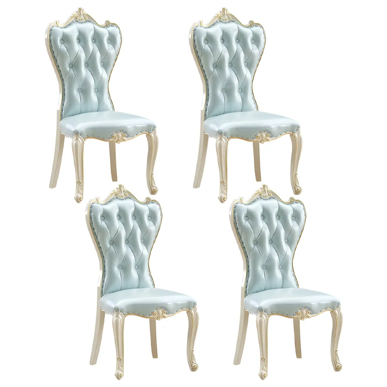 Victorian Leather High Back Dining Chair Set of 2 Image - 27 | homeyfad