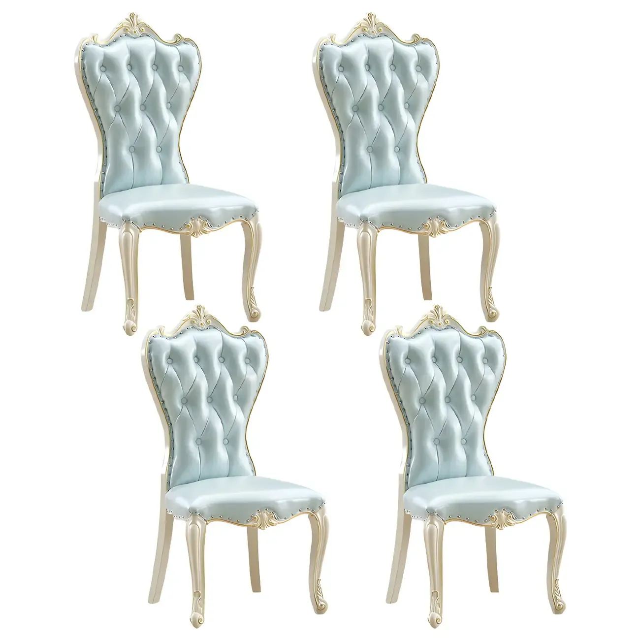 Victorian Leather High Back Dining Chair Set of 2 Image - 27