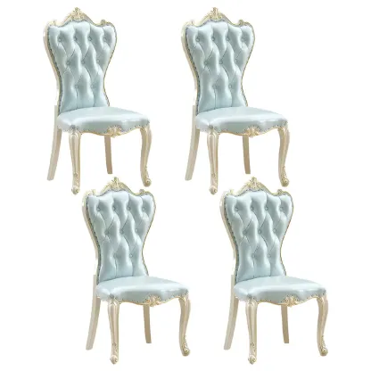 Victorian Leather High Back Dining Chair Set of 2 Image - 27