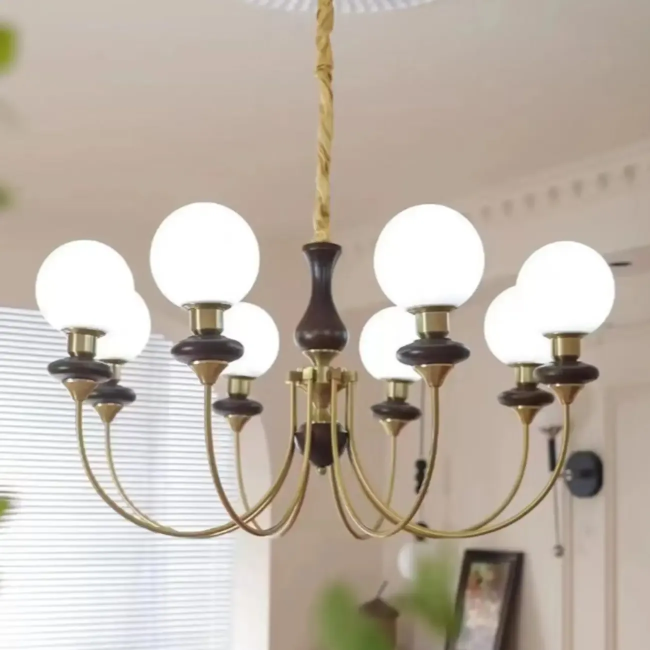 Modern Vintage Globe Chandelier with Glass Lampshade Image - 14