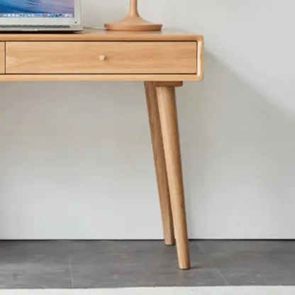 Modern Wooden Writing Desk with Drawers & Shelves in Walnut Image - 18