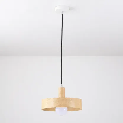 Minimalist Mini Wood Globe Pendant Light for Bedside Image - 18
