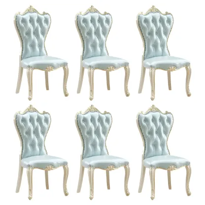 Victorian Leather High Back Dining Chair Set of 2 Image - 28