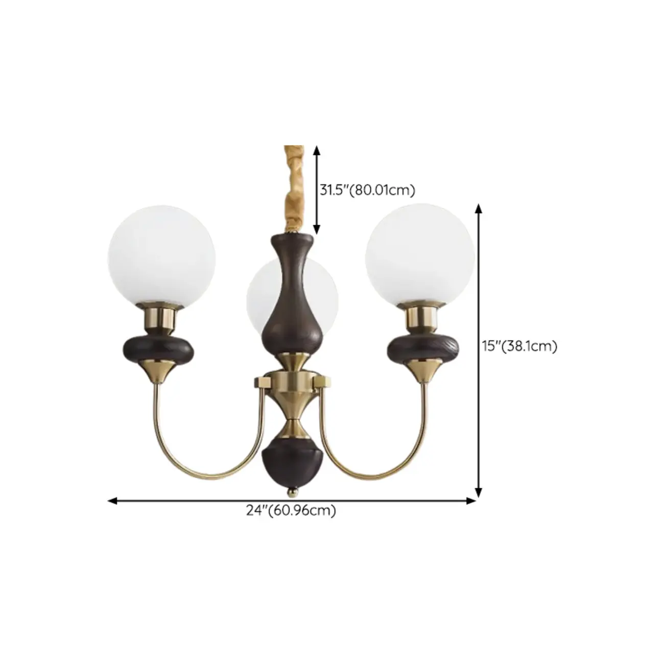 Modern Vintage Globe Chandelier with Glass Lampshade #size