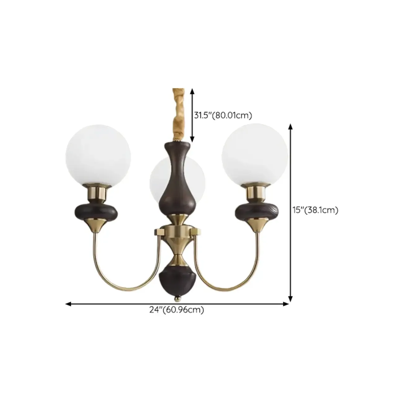 Modern Vintage Globe Chandelier with Glass Lampshade #size