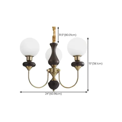 Modern Vintage Globe Chandelier with Glass Lampshade #size