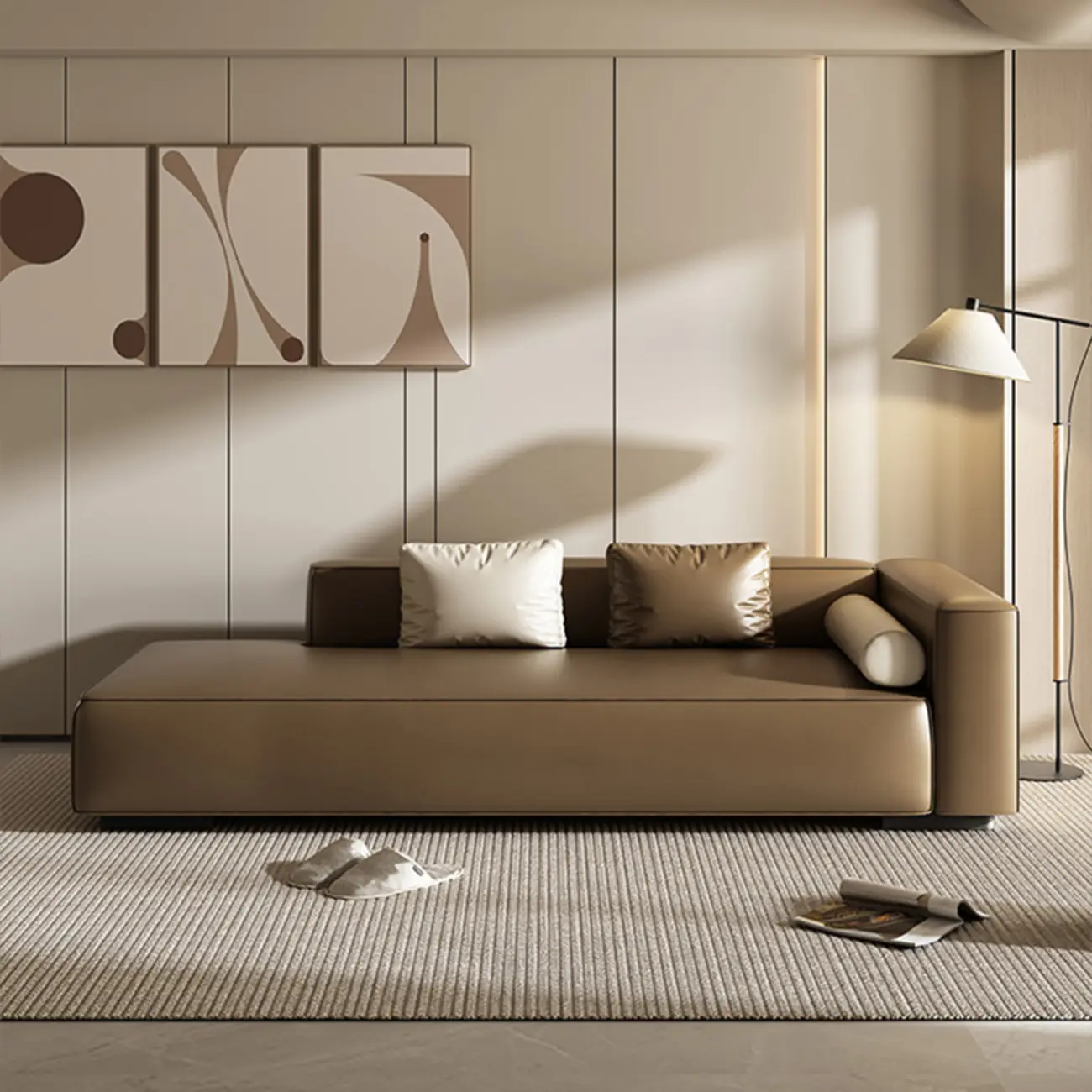 Modern Leather Wooden Chaise Lounge with Square Arm Image - 4 | homeyfad