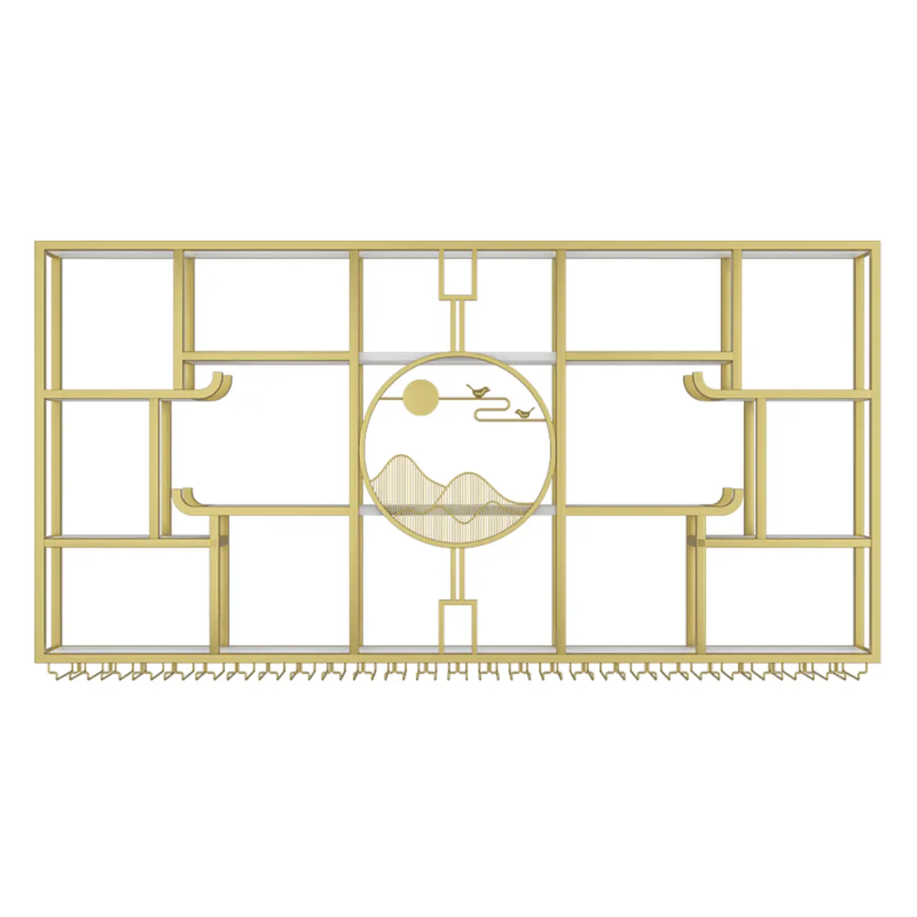 Wall-Mounted Metal Wine Rack with Glass Holder Image - 2 | homeyfad