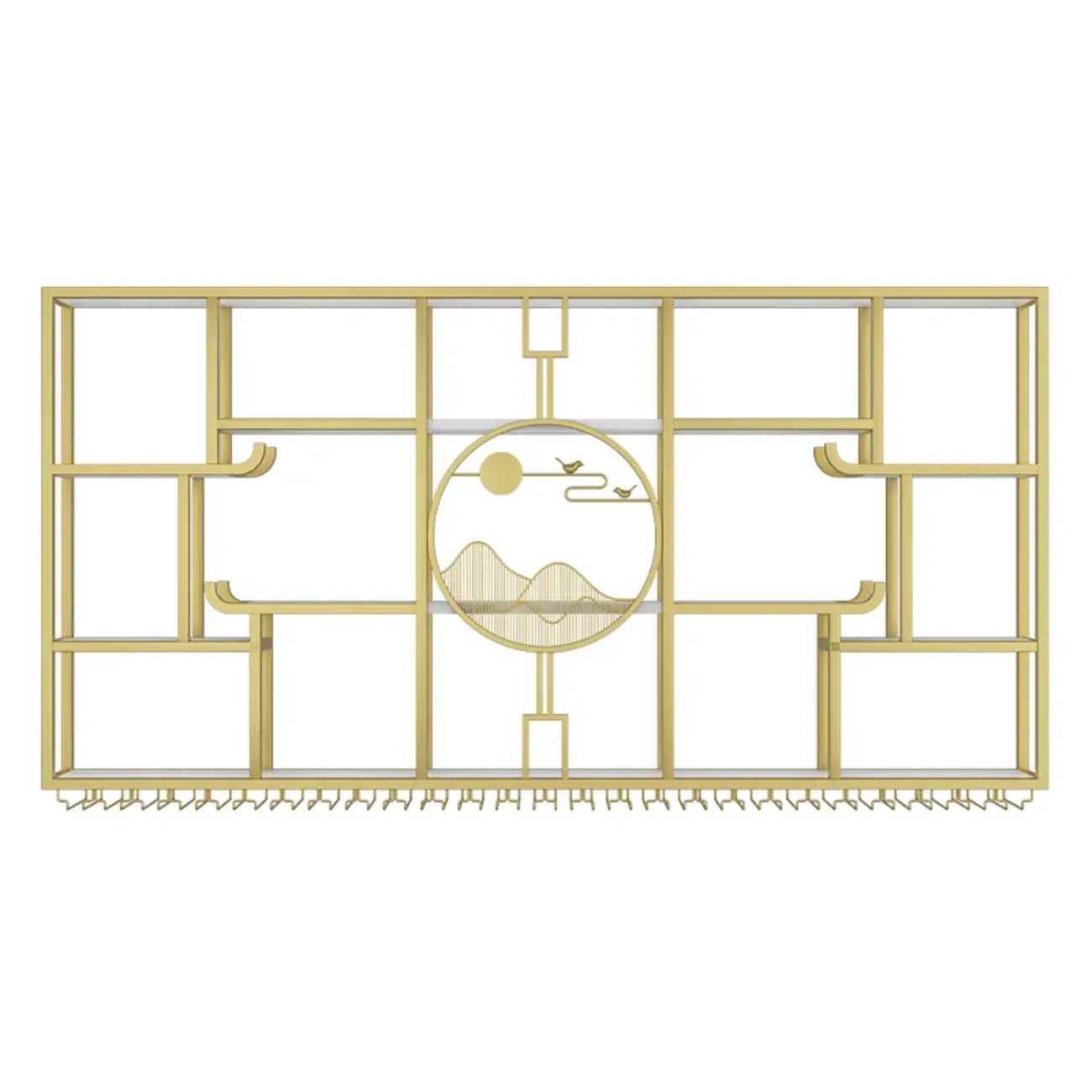 Wall-Mounted Metal Wine Rack with Glass Holder Image - 2