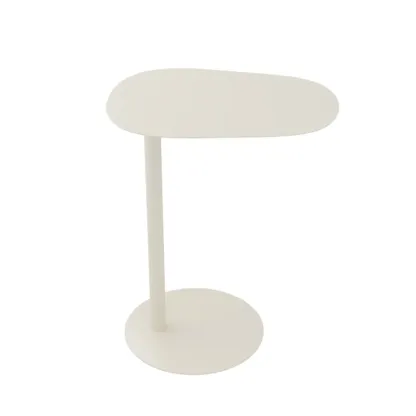 White Round Sintered Stone Top End Table Image - 2